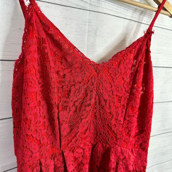 Lulus Womens size XL Royal Treatment Red Lace Midi Skater Dress - Picture 4 of 11